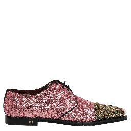 Pink Sequin Embellished Men Derby Dress Shoes
