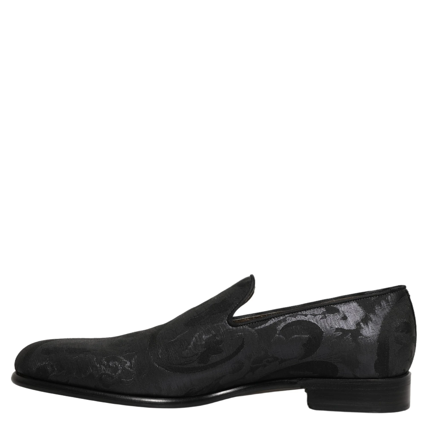 Black Brocade Men Slip On Dress Loafers Shoes