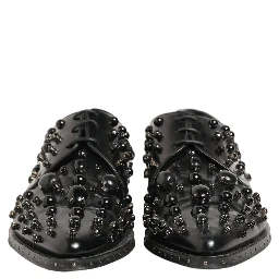 Black Leather Studded Men Formal Derby Shoes