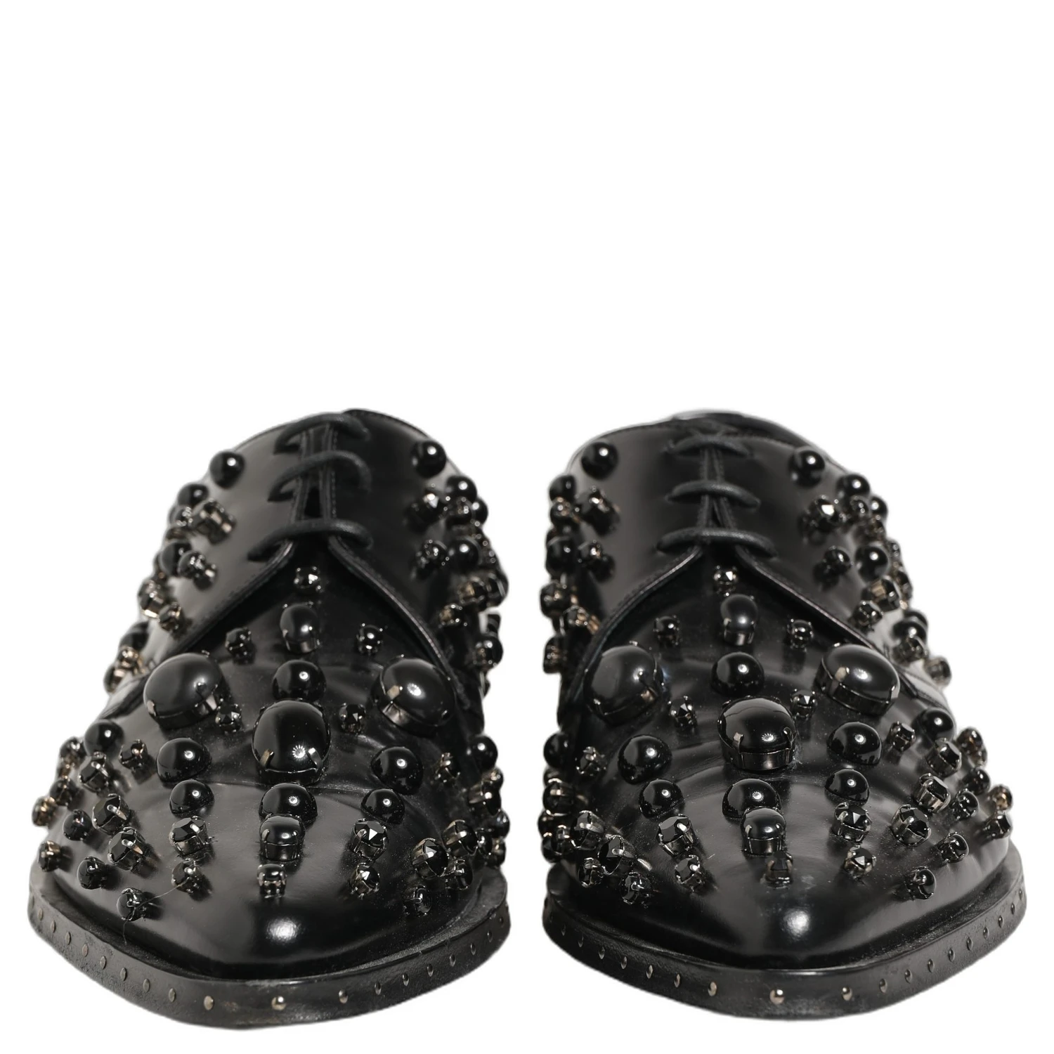 Black Leather Studded Men Formal Derby Shoes