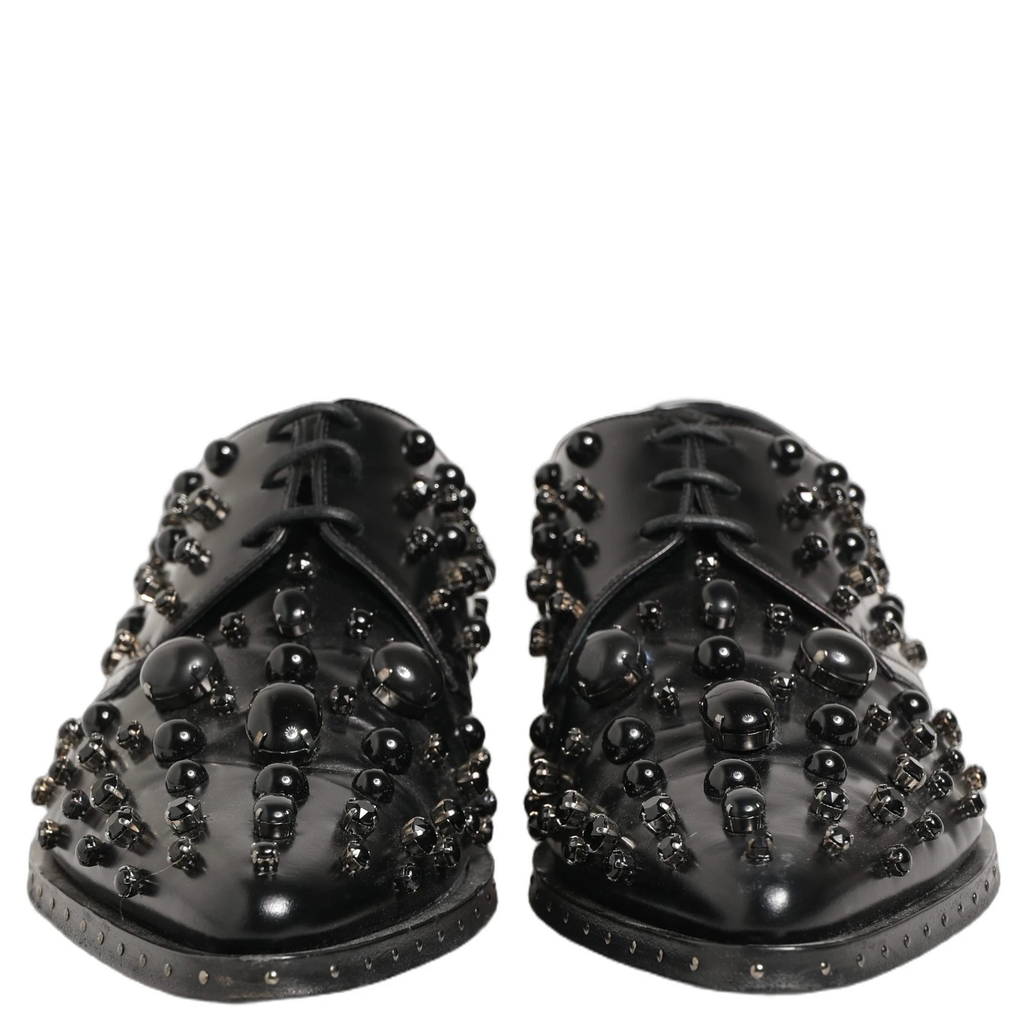 Black Leather Studded Men Formal Derby Shoes