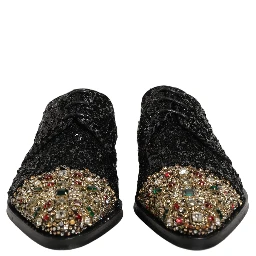 Black Sequin Embellished Men Derby Dress Shoes