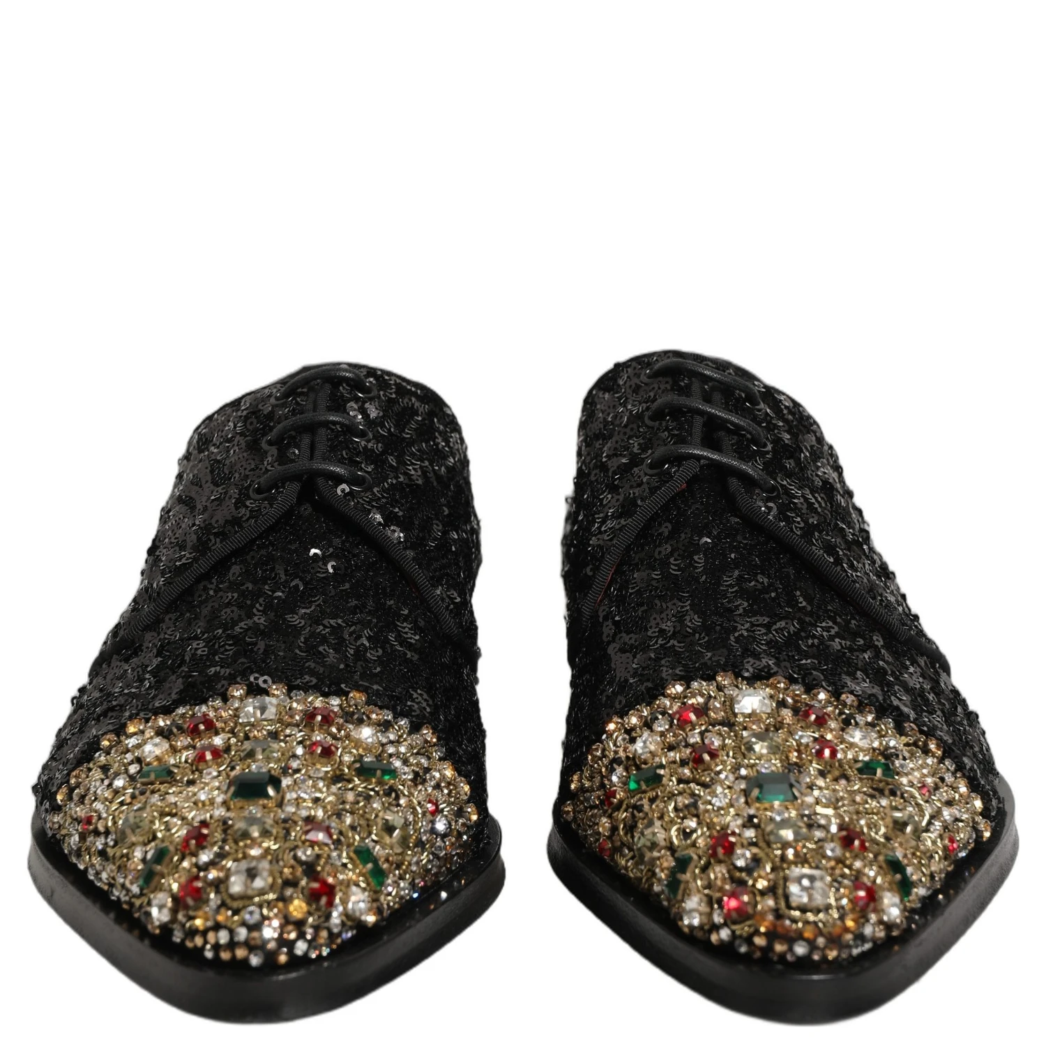 Black Sequin Embellished Men Derby Dress Shoes