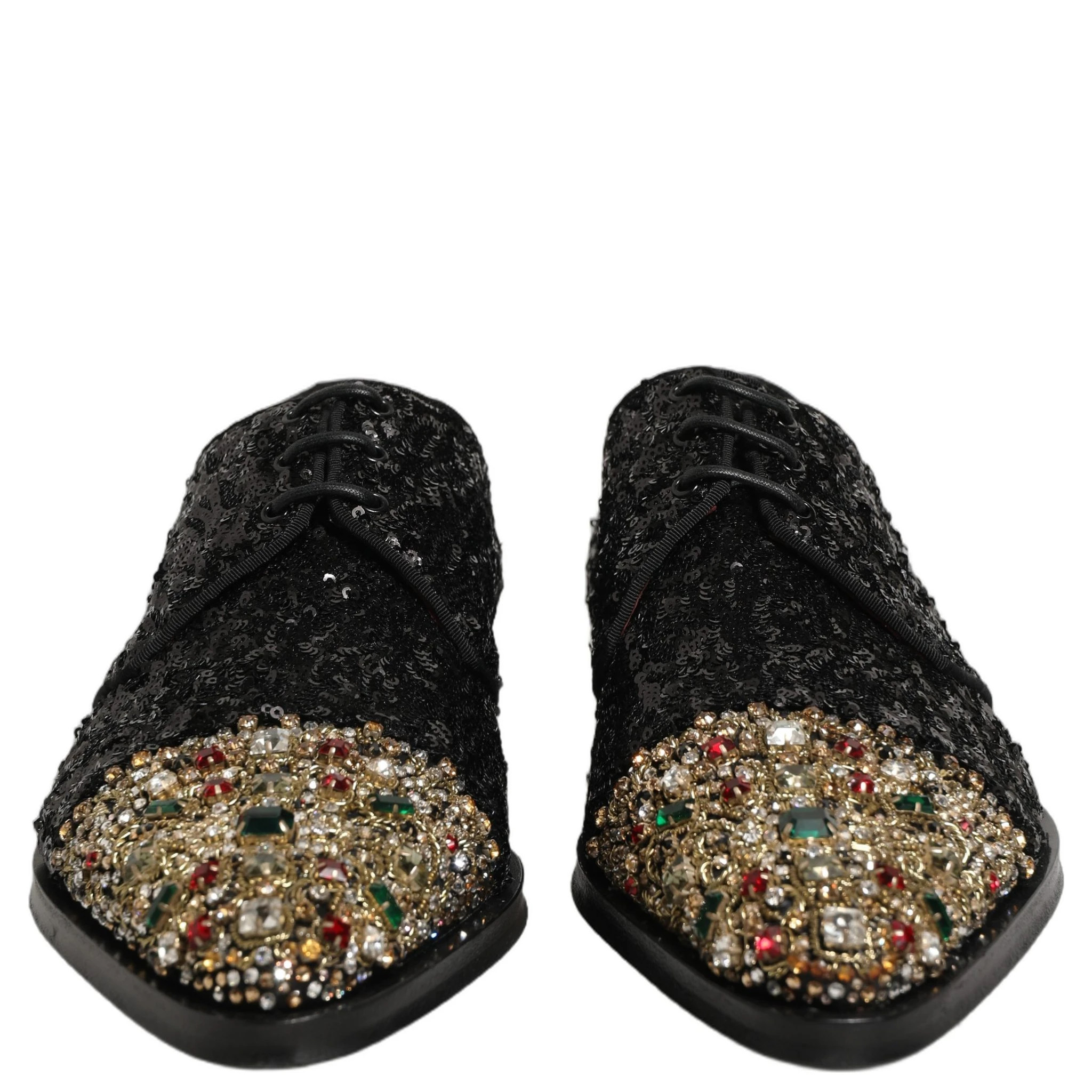 Black Sequin Embellished Men Derby Dress Shoes