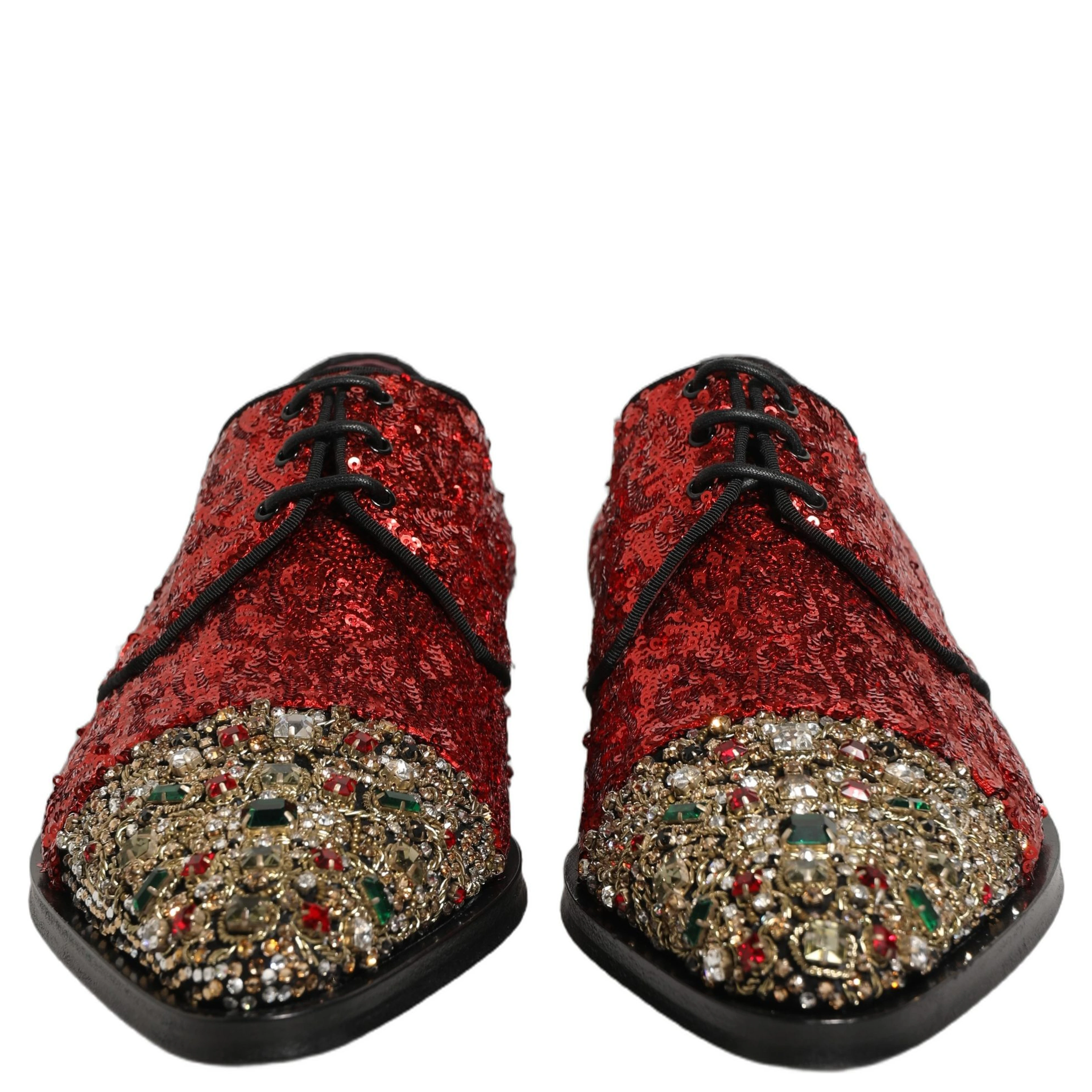Red Sequin Embellished Men Derby Dress Shoes