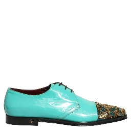 Aqua Blue Embellished Derby Dress Formal Shoes