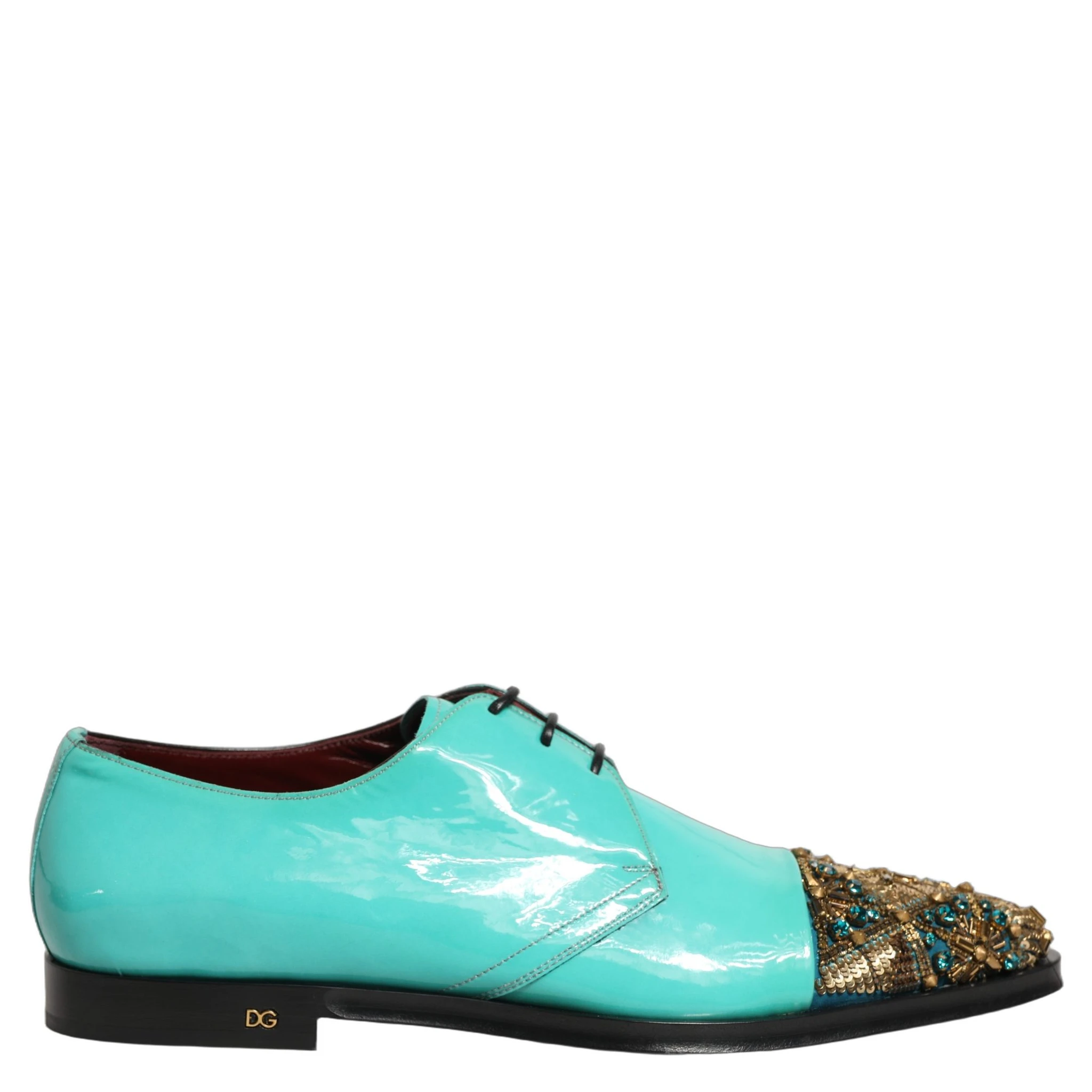 Aqua Blue Embellished Derby Dress Formal Shoes