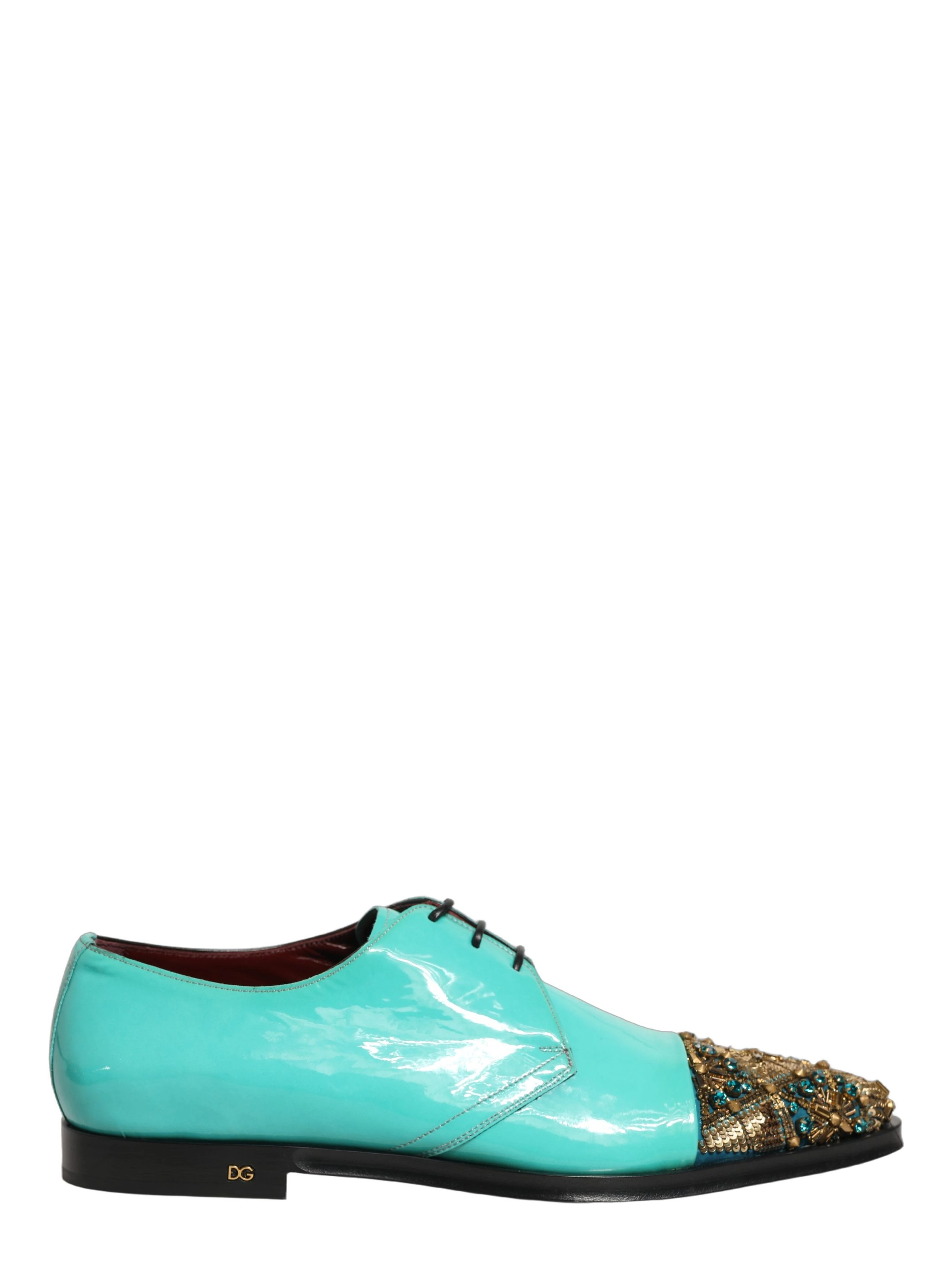 Aqua Blue Embellished Derby Dress Formal Shoes