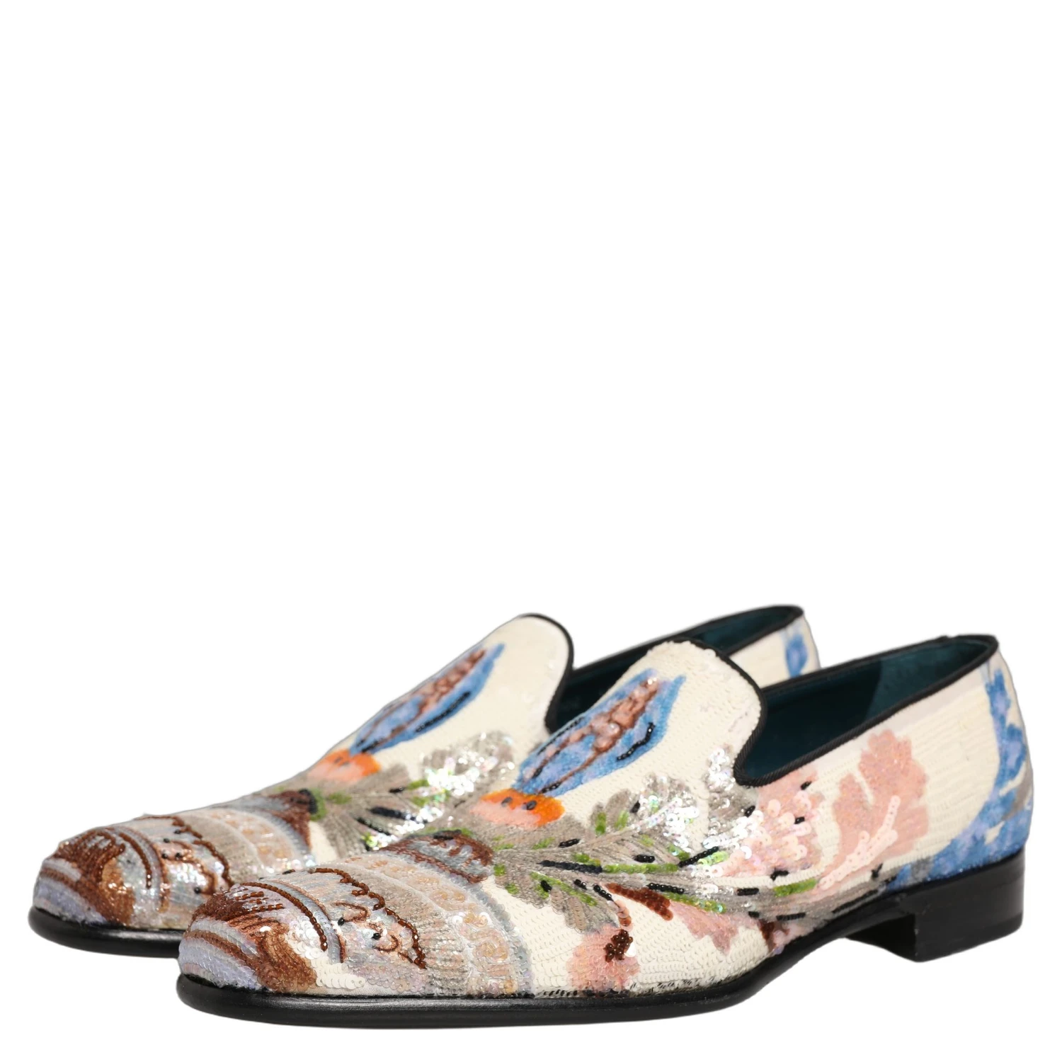 Multicolor Sequin Embroidered Loafers Shoes