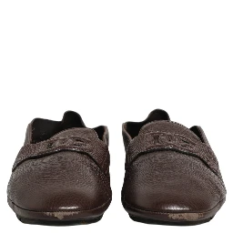 Brown Deerskin Leather Driver Loafers Shoes