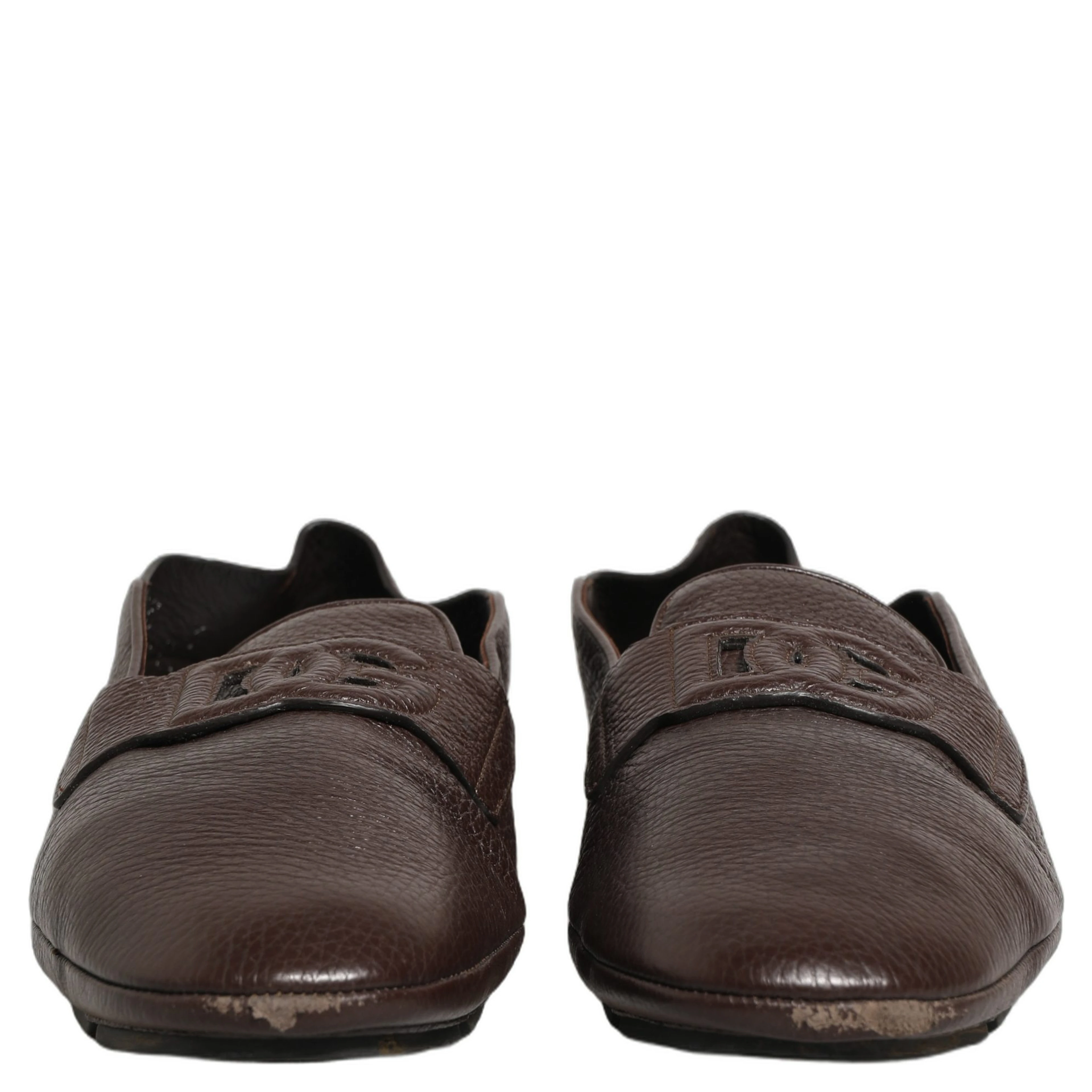 Brown Deerskin Leather Driver Loafers Shoes