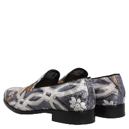 Multicolor Floral Tapestry Embroidery Loafer Shoes