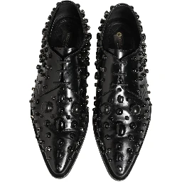 Black Leather Studded Men Formal Derby Shoes