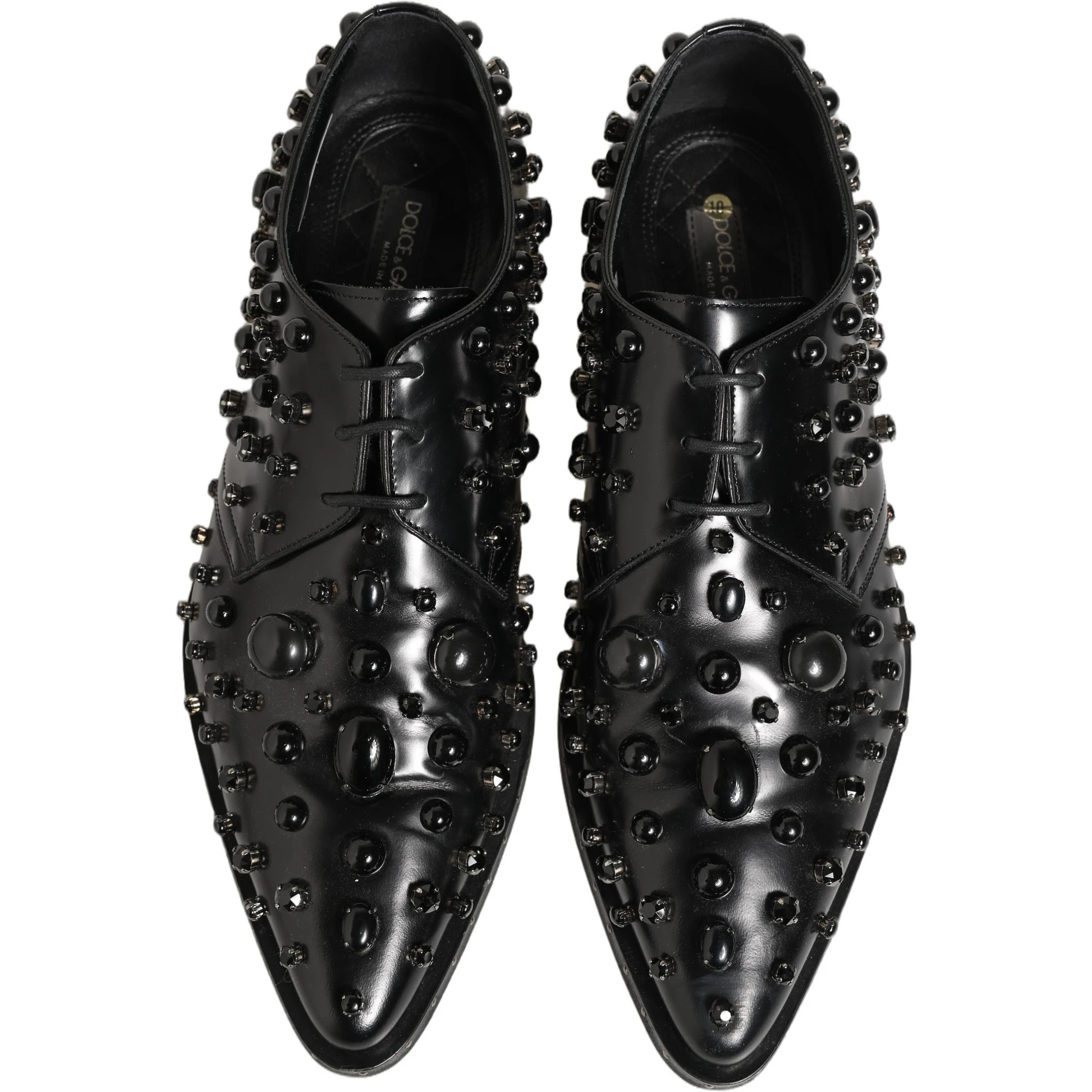 Black Leather Studded Men Formal Derby Shoes