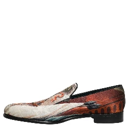 Multicolor Lion Print Slip On Loafers Shoes