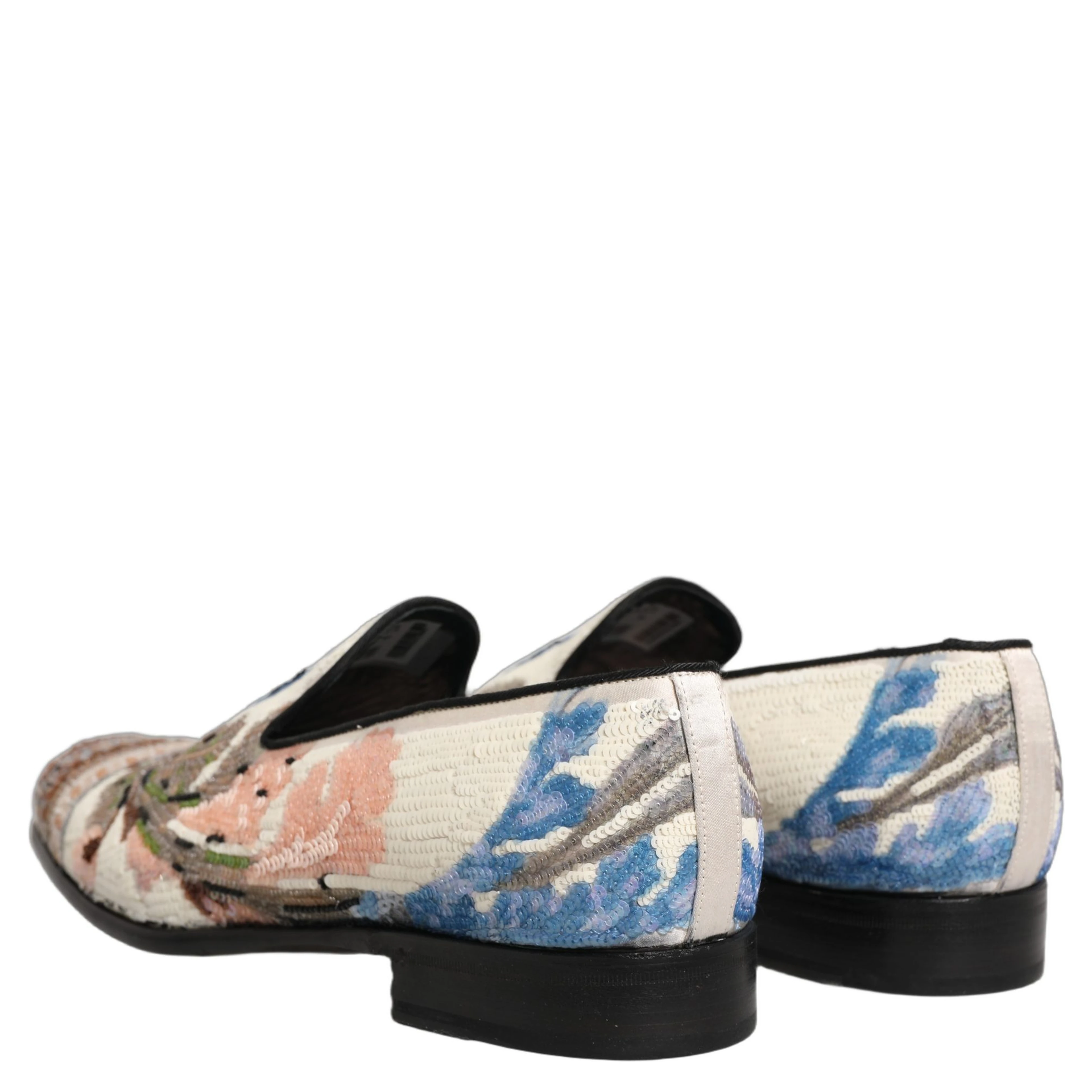 Multicolor Sequin Embroidered Loafers Shoes