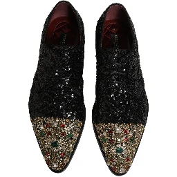 Black Sequin Embellished Men Derby Dress Shoes