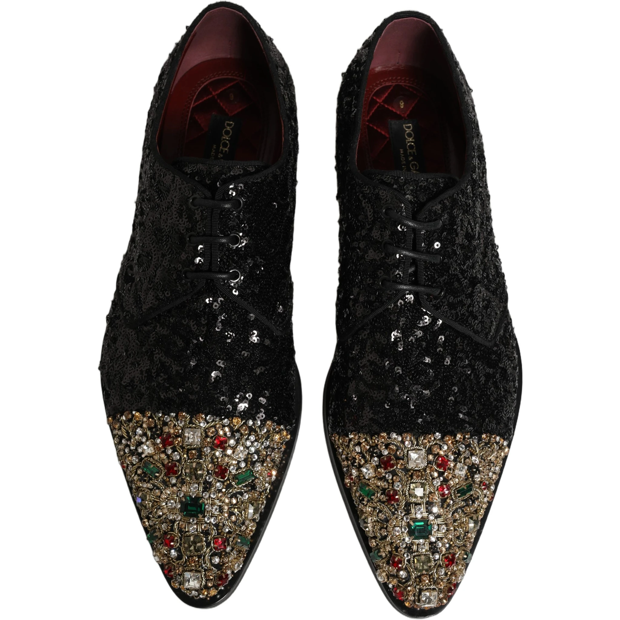 Black Sequin Embellished Men Derby Dress Shoes