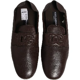 Brown Deerskin Leather Driver Loafers Shoes