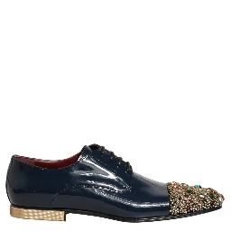 Blue Embellished Men Derby Dress Formal Shoes