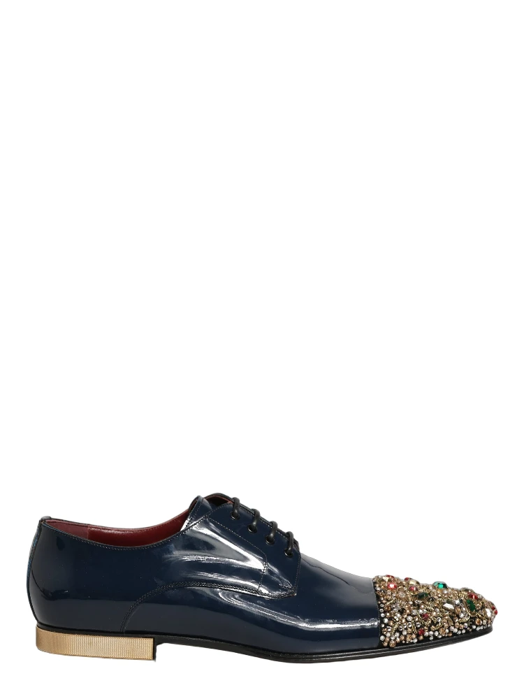 Blue Embellished Men Derby Dress Formal Shoes