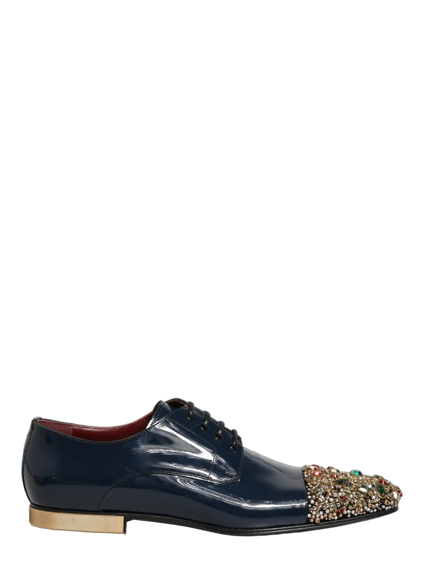 Blue Embellished Men Derby Dress Formal Shoes