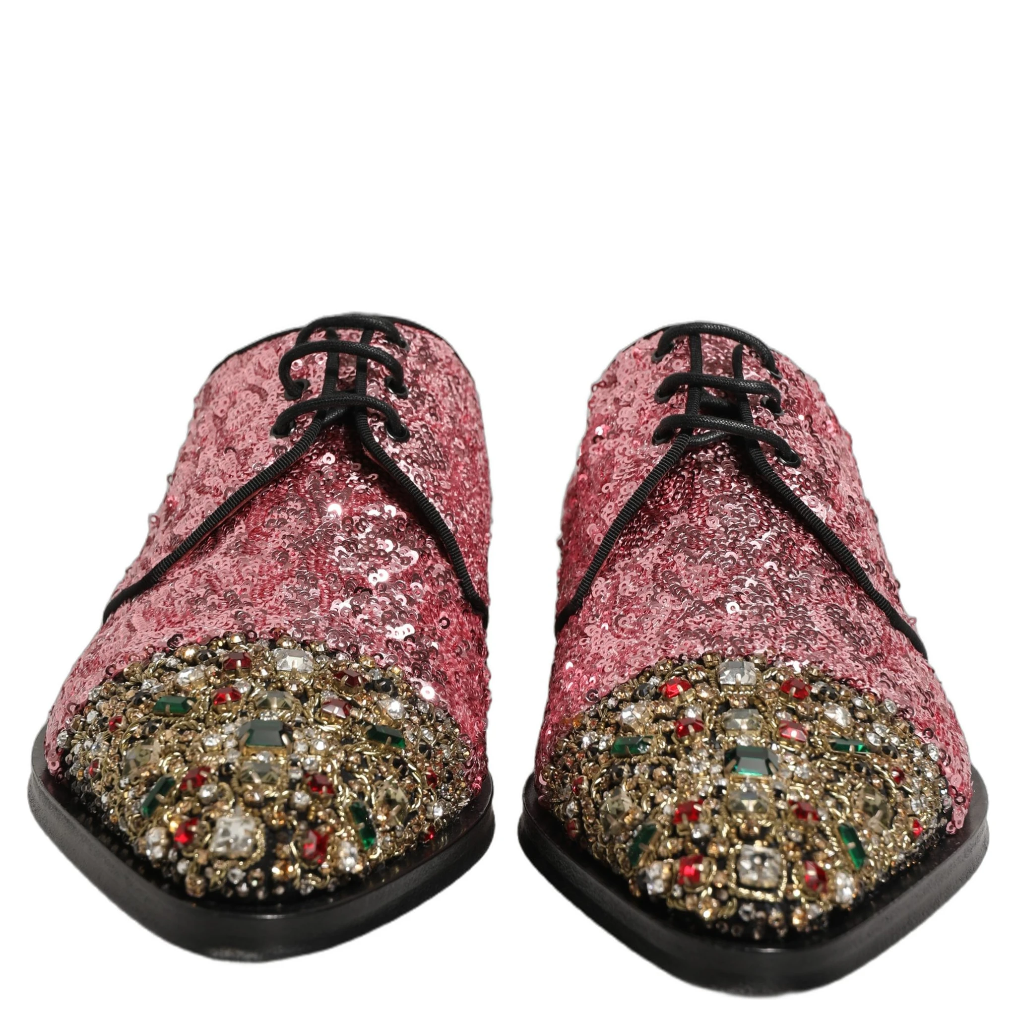 Pink Sequin Embellished Men Derby Dress Shoes