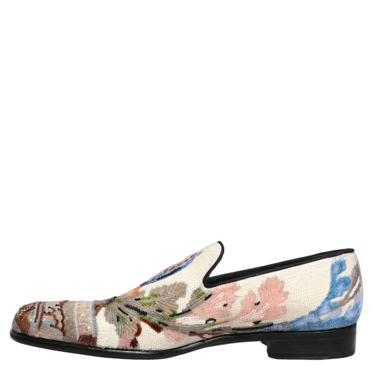 Multicolor Sequin Embroidered Loafers Shoes