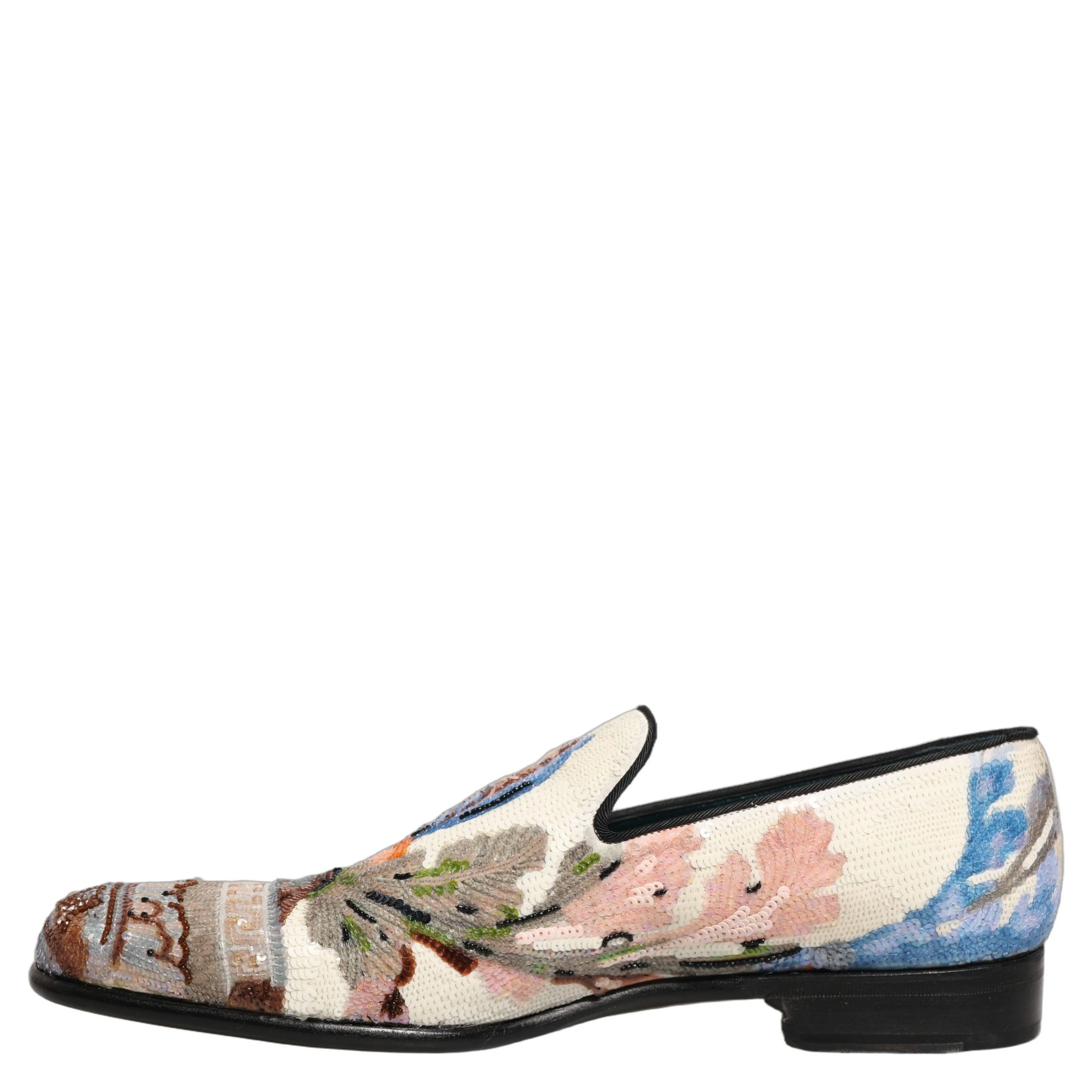 Multicolor Sequin Embroidered Loafers Shoes