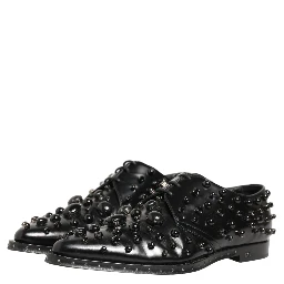 Black Leather Studded Men Formal Derby Shoes