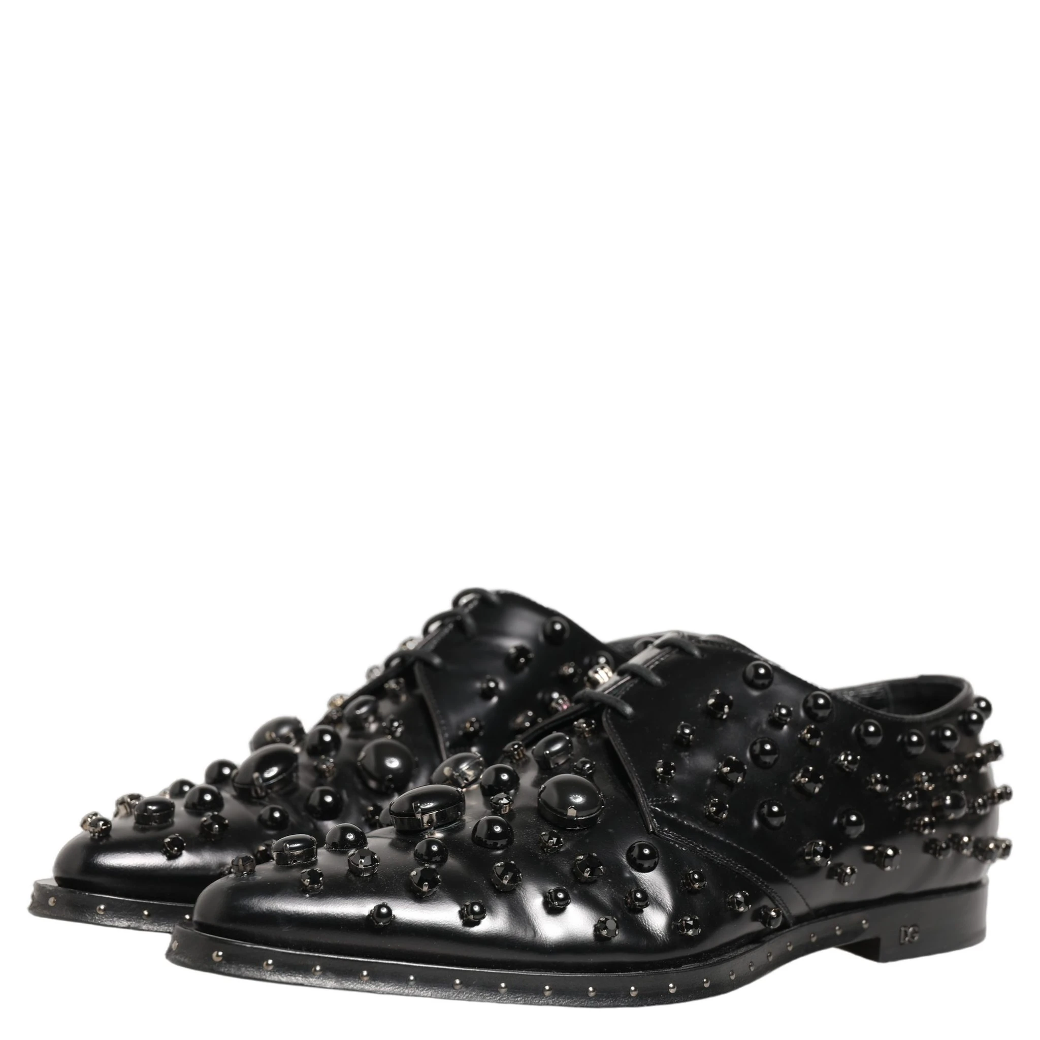 Black Leather Studded Men Formal Derby Shoes
