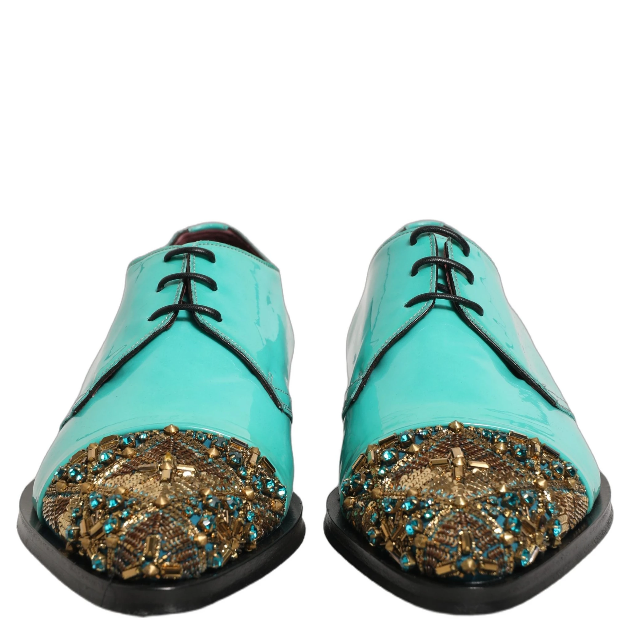 Aqua Blue Embellished Derby Dress Formal Shoes
