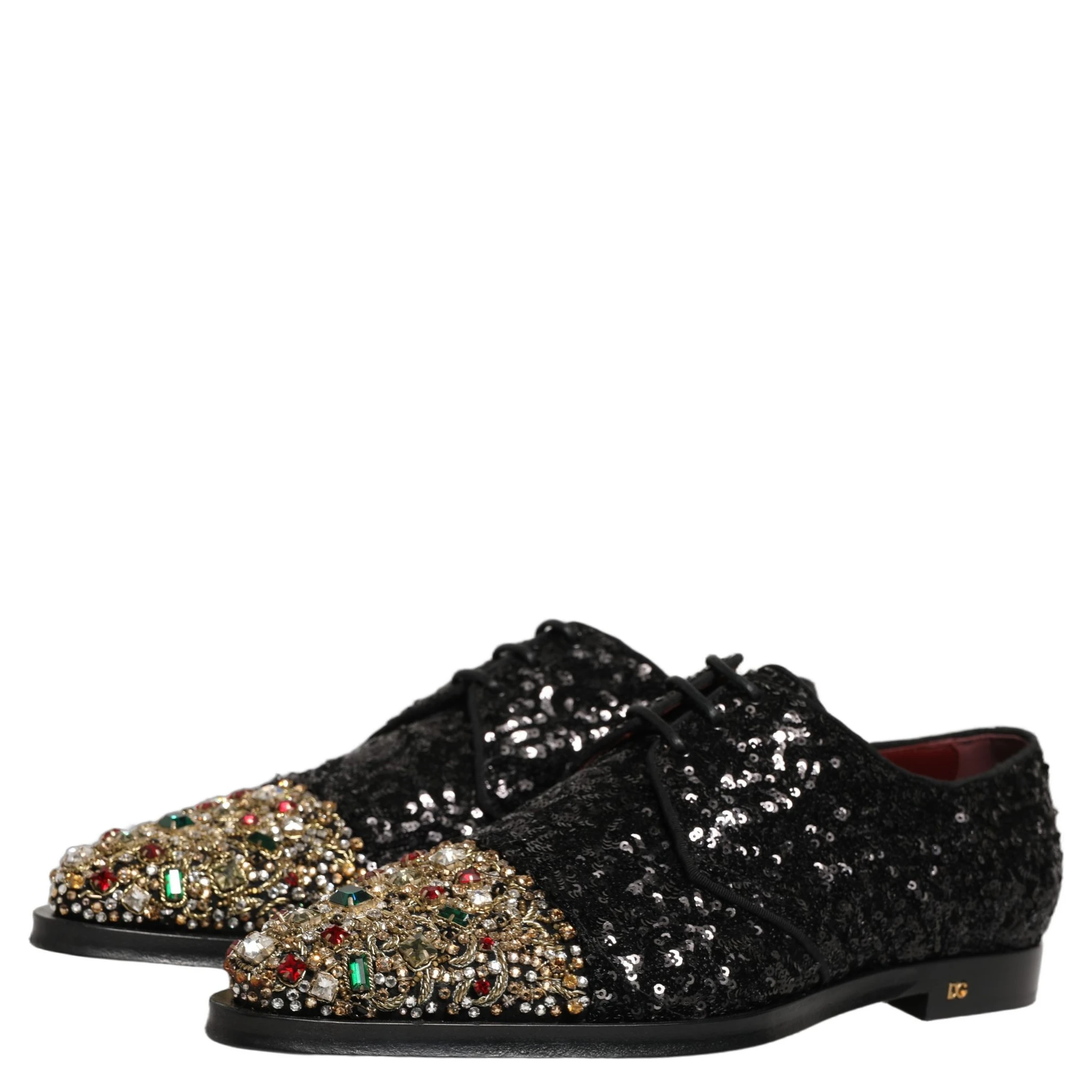 Black Sequin Embellished Men Derby Dress Shoes