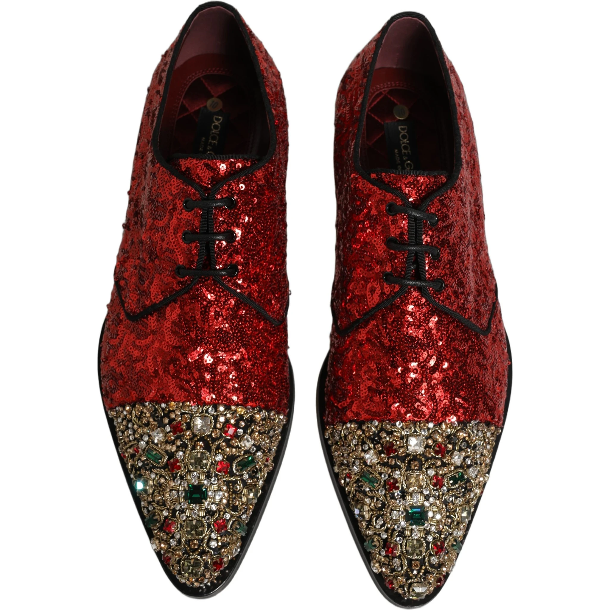 Red Sequin Embellished Men Derby Dress Shoes