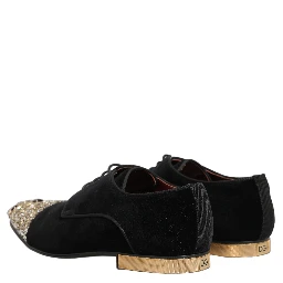 Black Suede Embellished Derby Dress Shoes