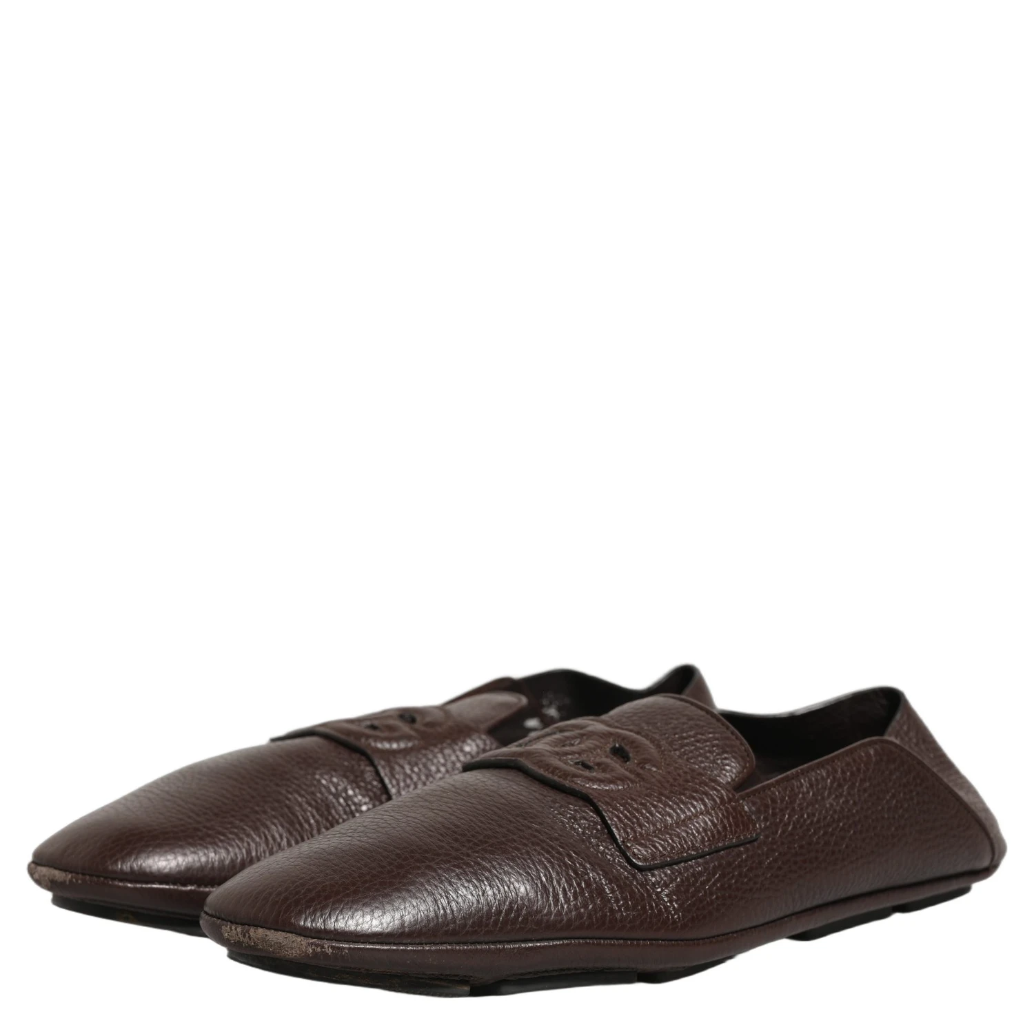Brown Deerskin Leather Driver Loafers Shoes