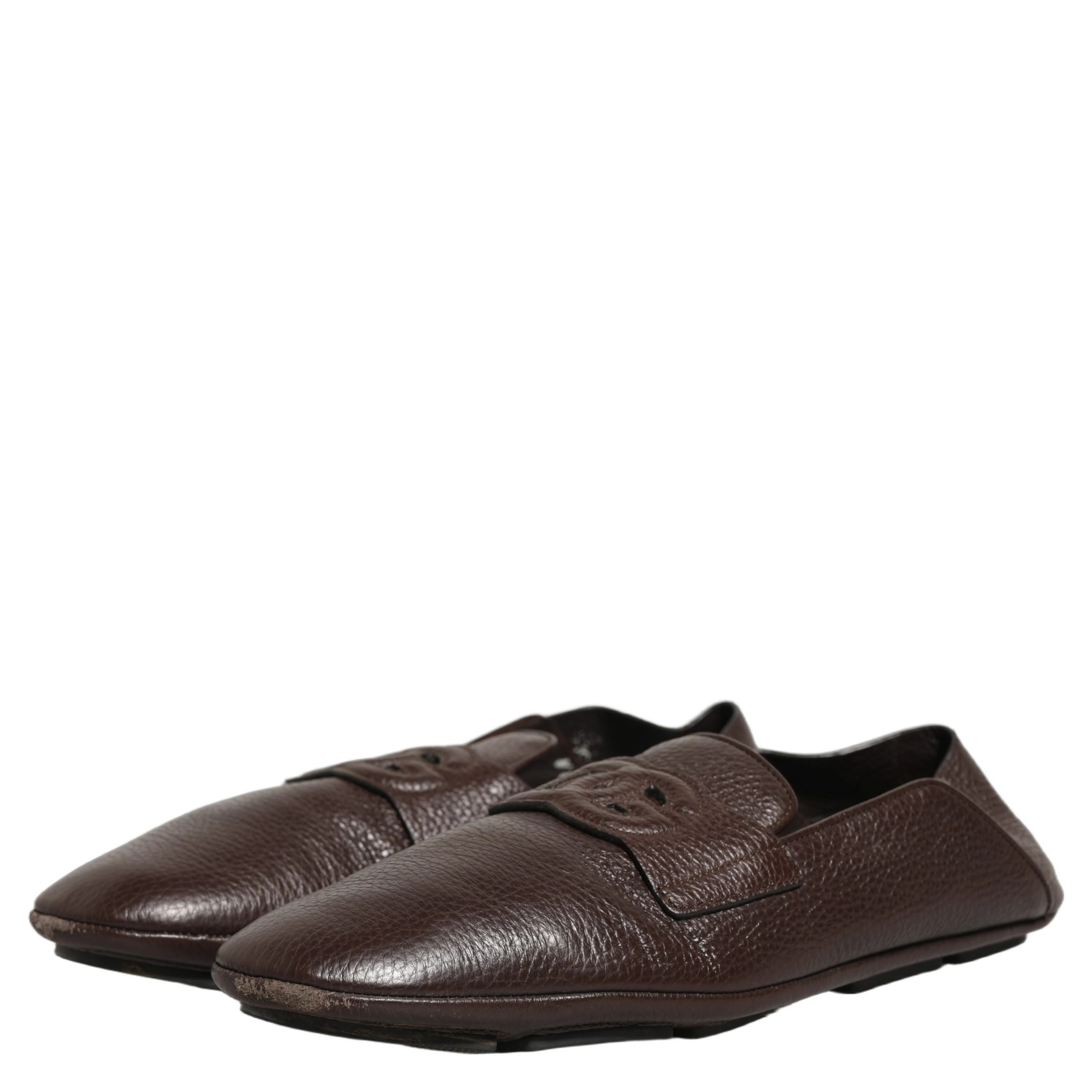 Brown Deerskin Leather Driver Loafers Shoes