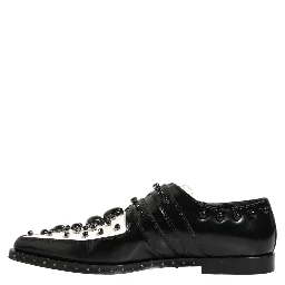 Black Leather Studded Formal Monk Strap Shoes