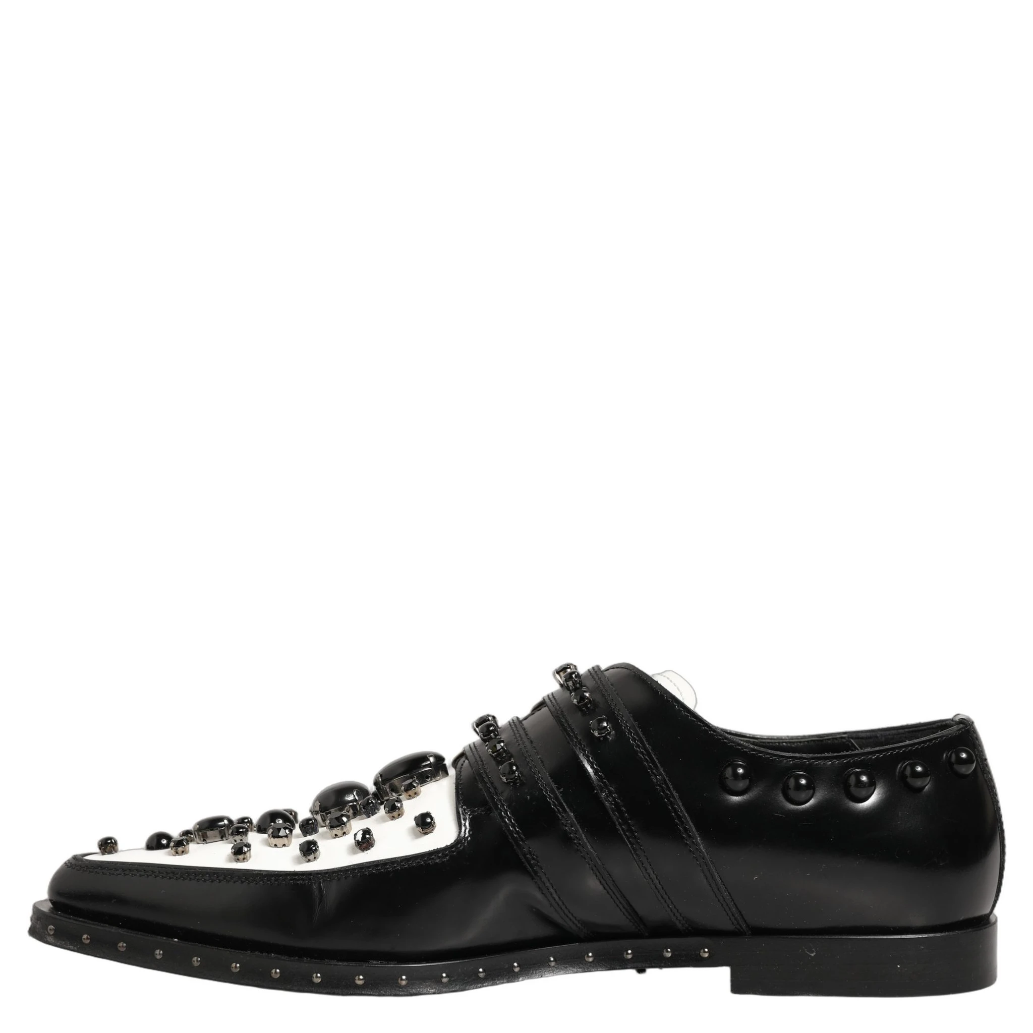 Black Leather Studded Formal Monk Strap Shoes