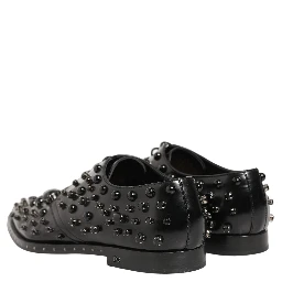 Black Leather Studded Men Formal Derby Shoes