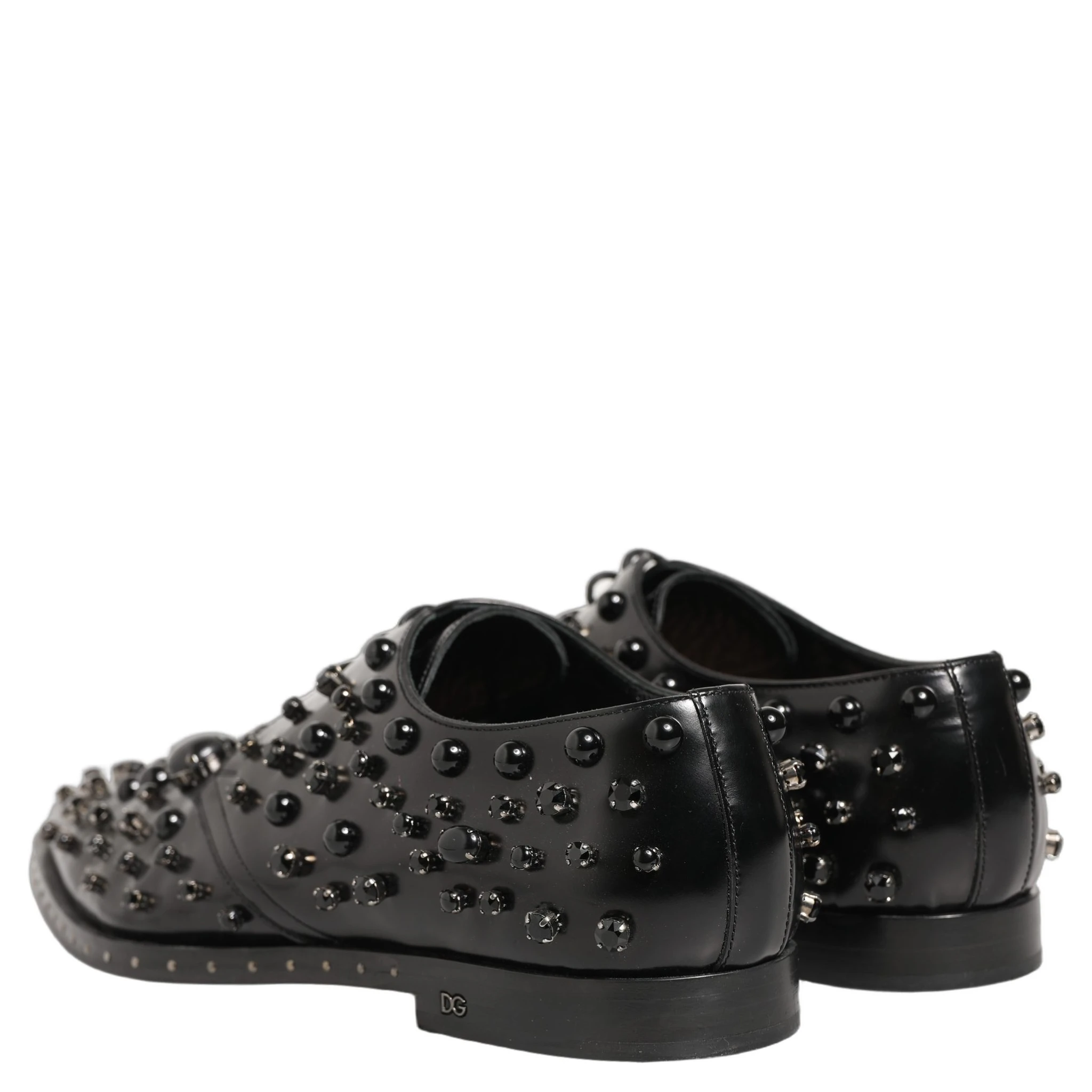 Black Leather Studded Men Formal Derby Shoes