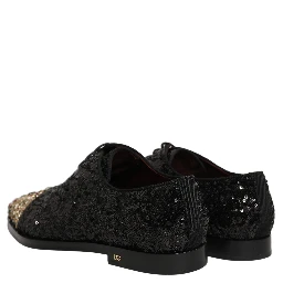 Black Sequin Embellished Men Derby Dress Shoes