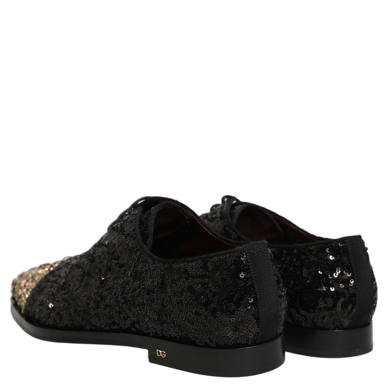 Black Sequin Embellished Men Derby Dress Shoes