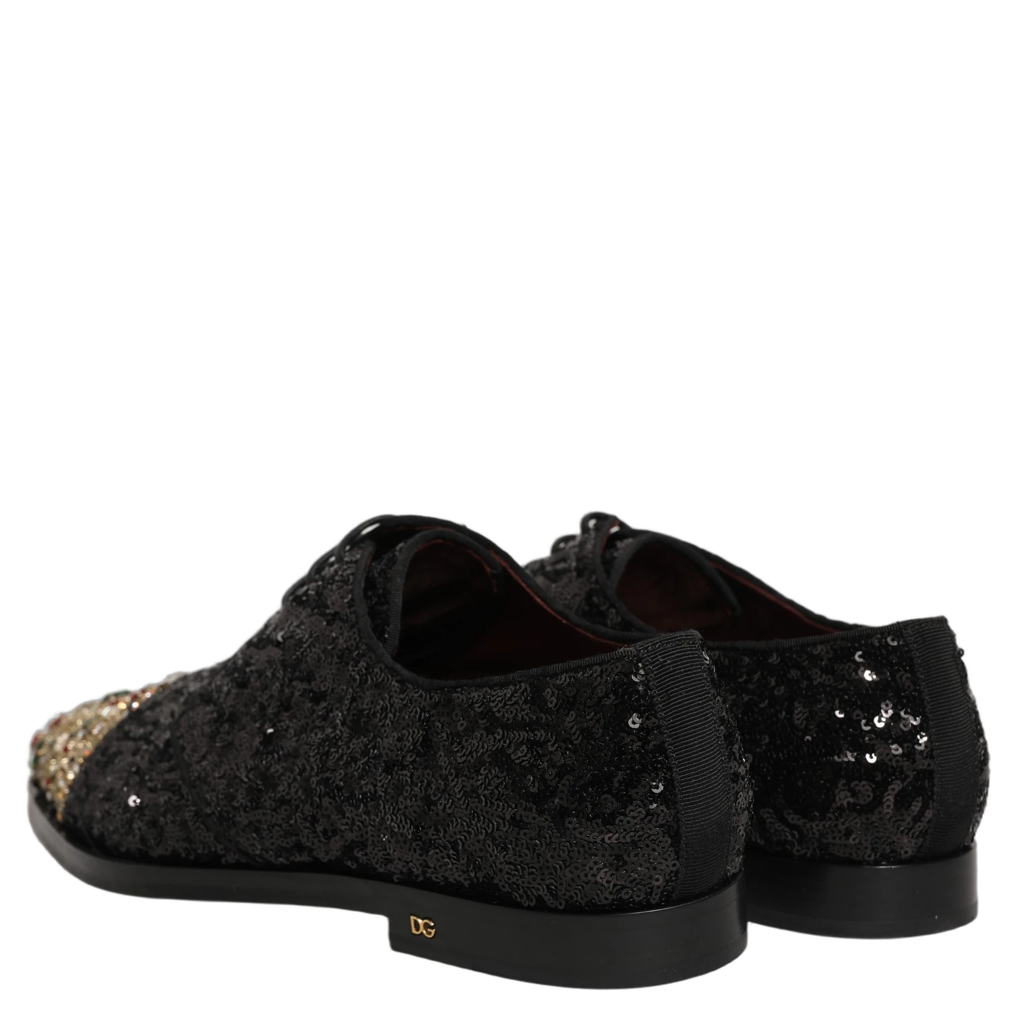 Black Sequin Embellished Men Derby Dress Shoes