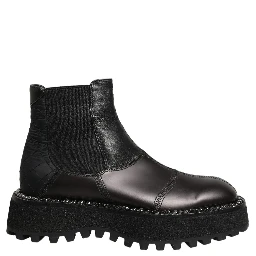 Black Leather Slip On Chelsea Boots Shoes