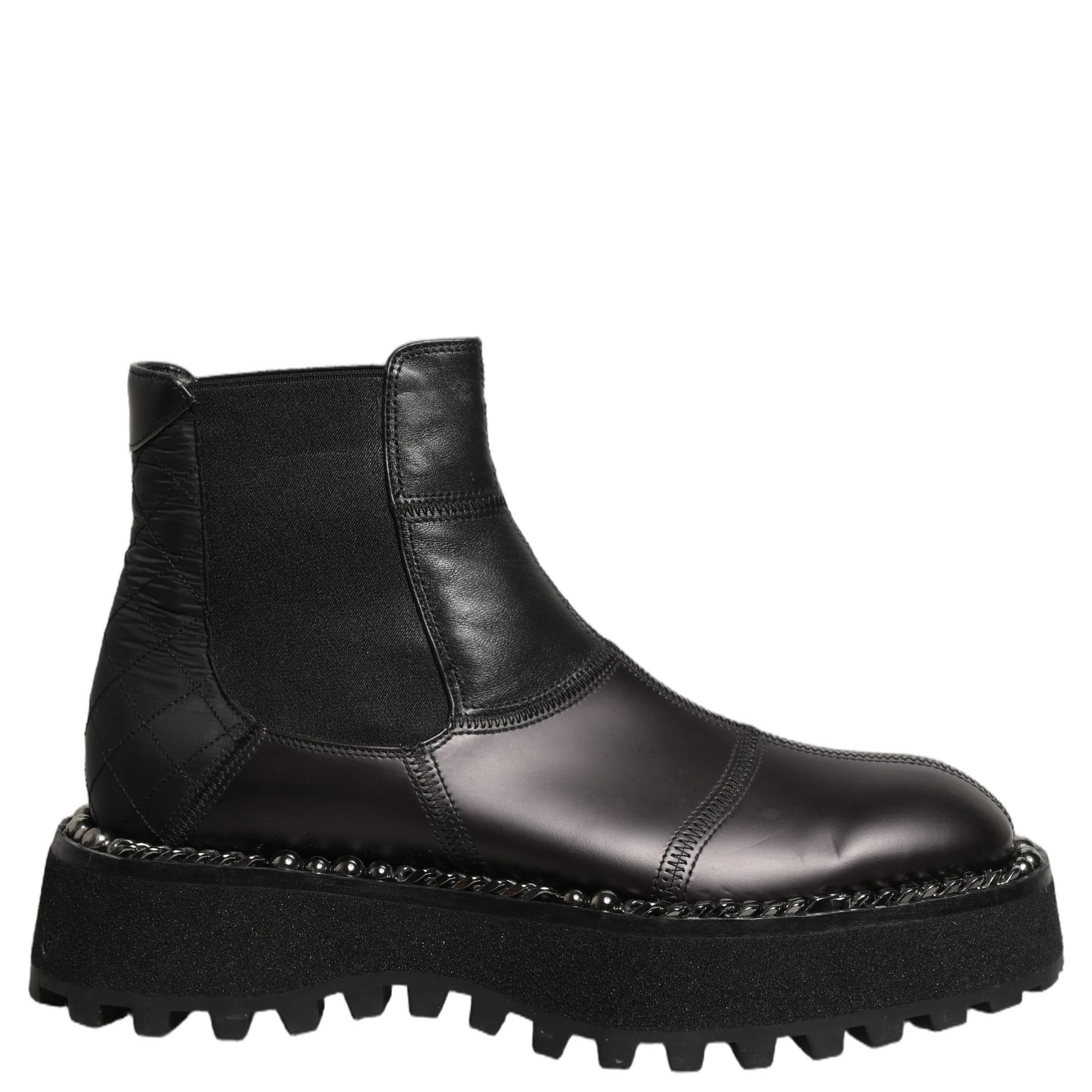 Black Leather Slip On Chelsea Boots Shoes