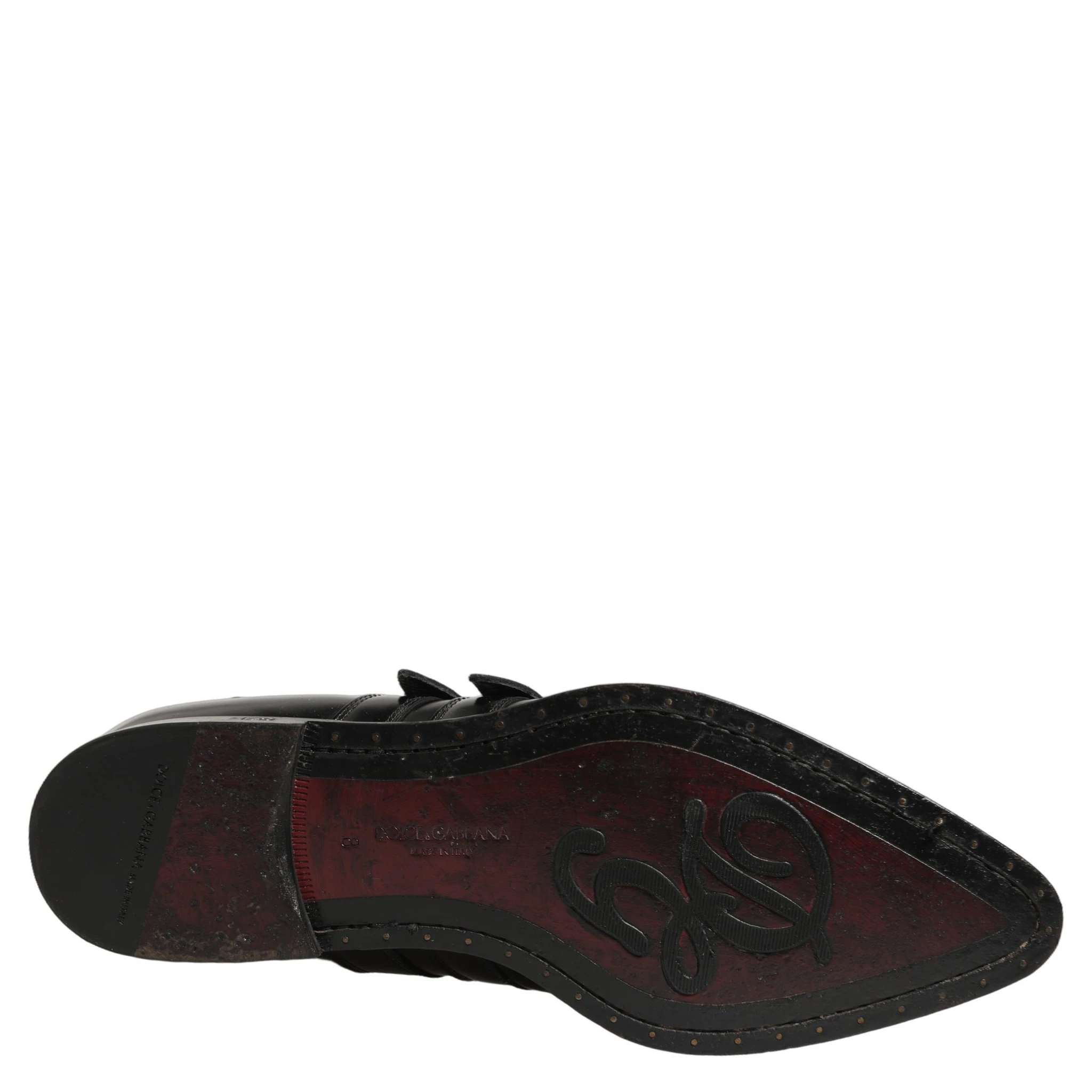 Black Leather Studded Formal Monk Strap Shoes
