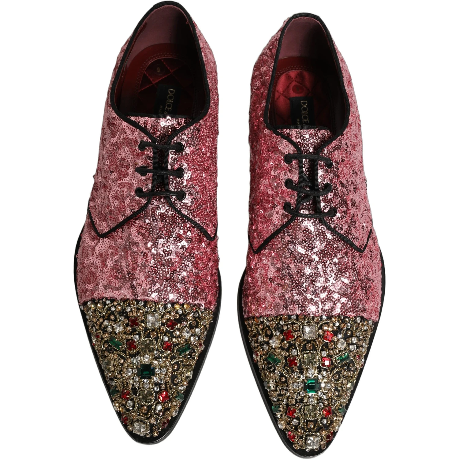 Pink Sequin Embellished Men Derby Dress Shoes