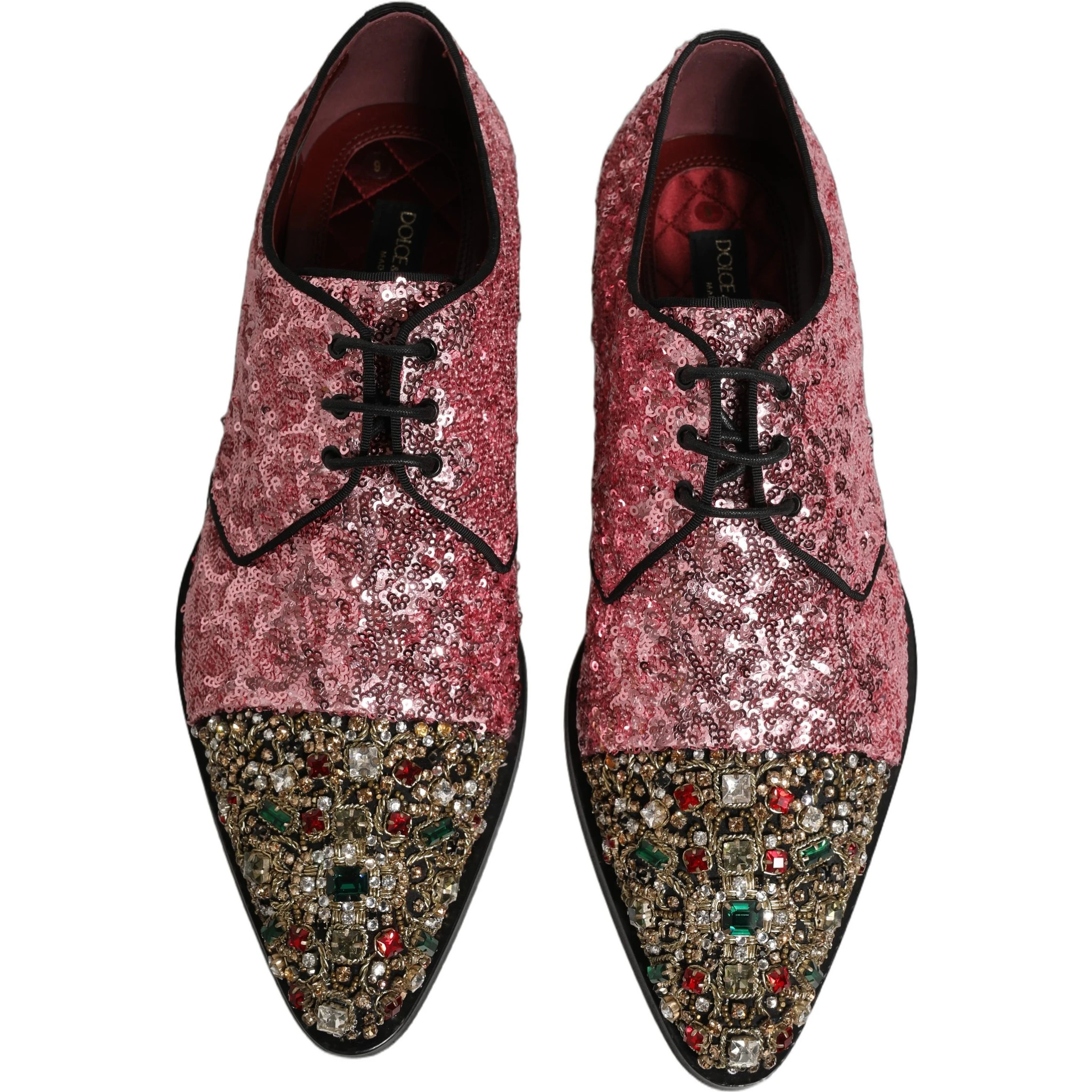 Pink Sequin Embellished Men Derby Dress Shoes