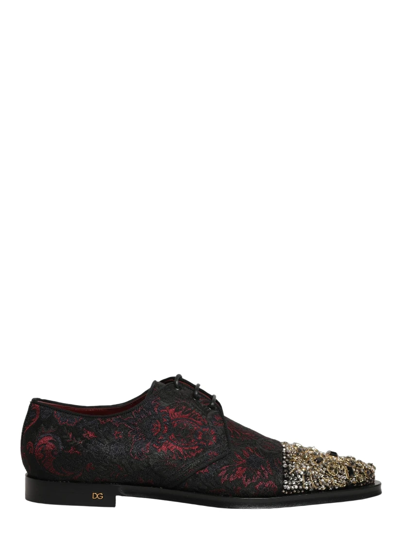 Black Red Embellished Derby Dress Formal Shoes